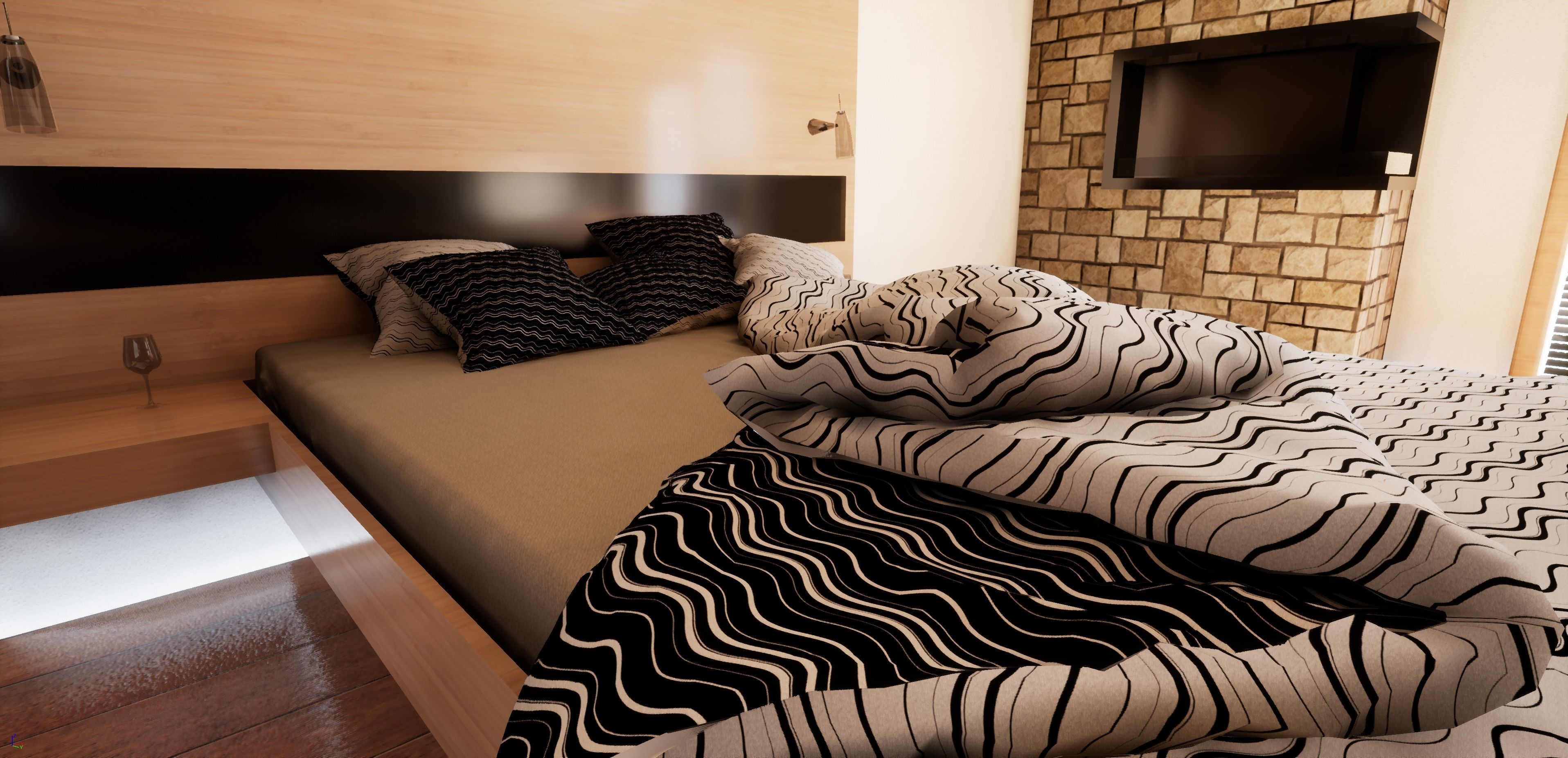 Modern Floating Bed 3D model_17