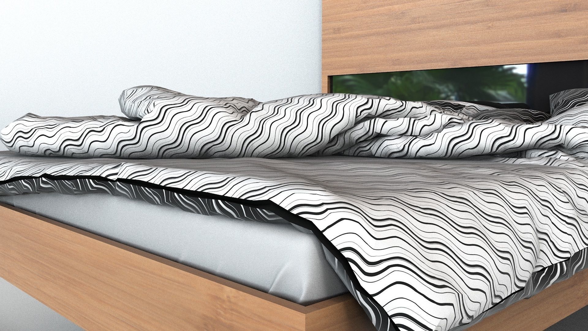 Modern Floating Bed 3D model_12