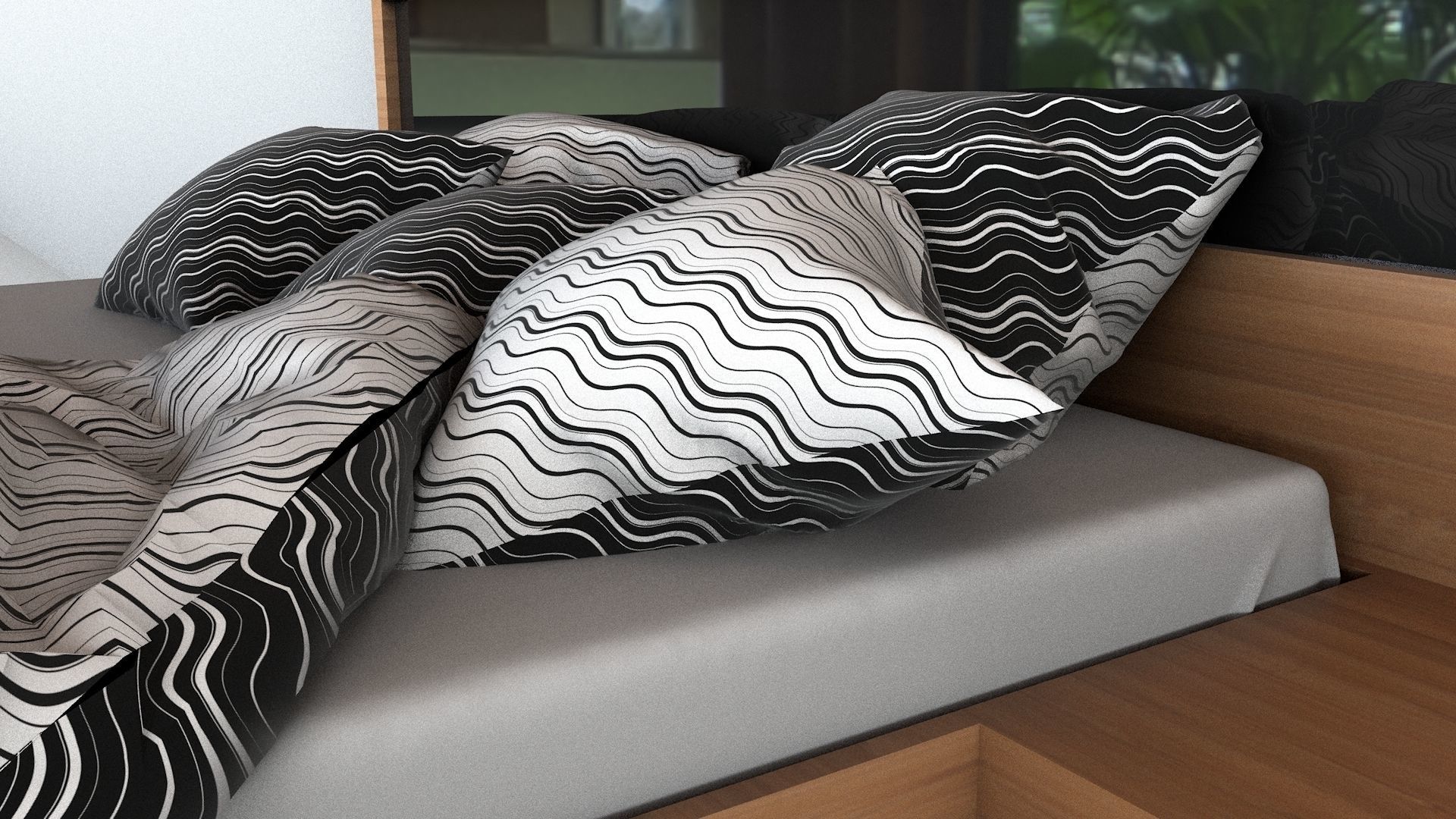 Modern Floating Bed 3D model_6