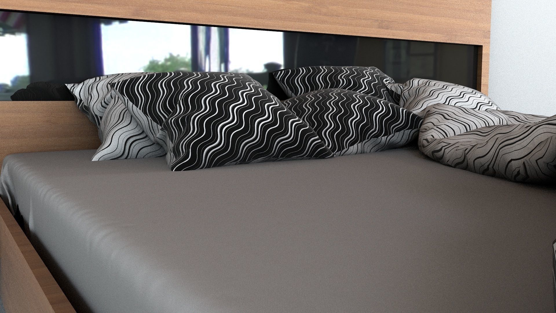 Modern Floating Bed 3D model_8