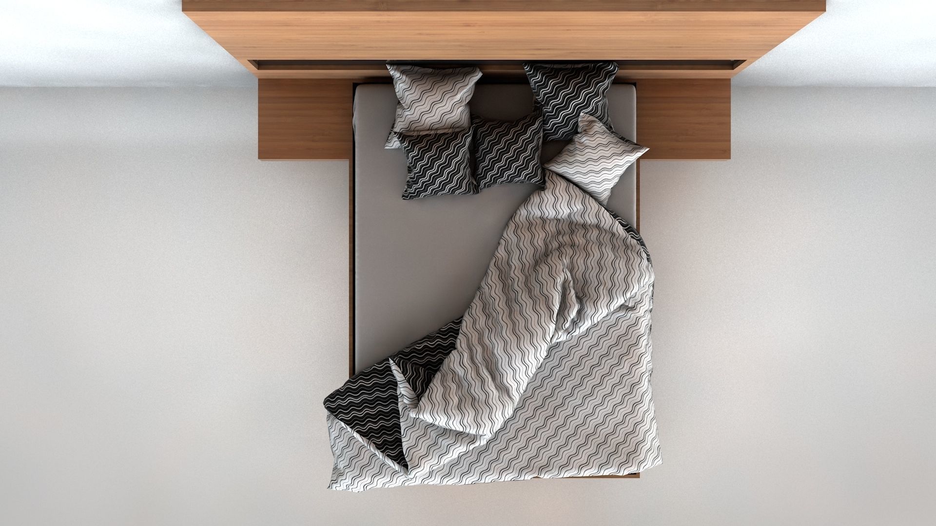 Modern Floating Bed 3D model_4