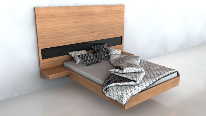 Modern Floating Bed 3D model