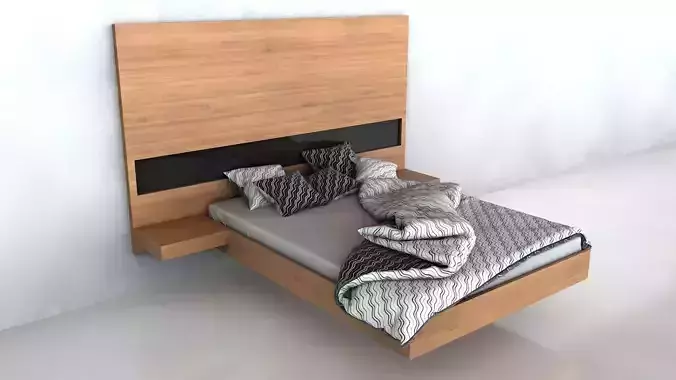 Modern Floating Bed 3D model