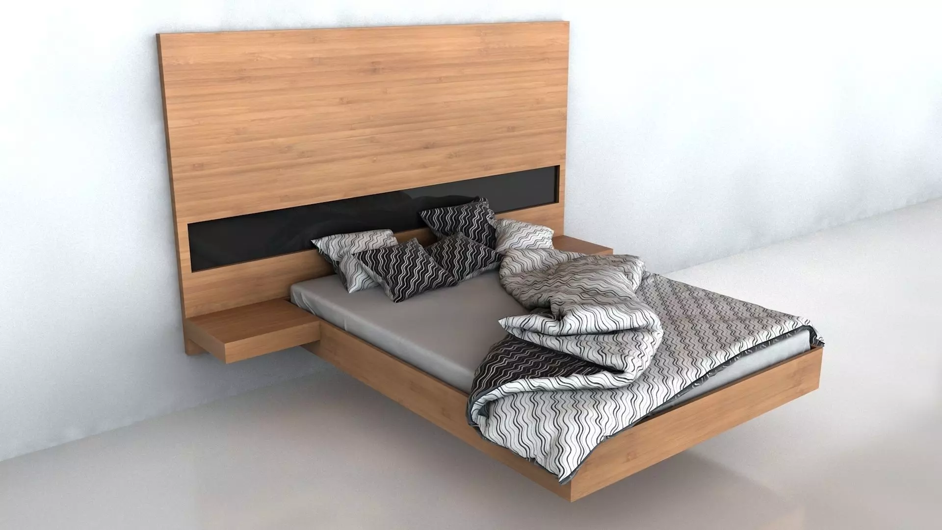 Modern Floating Bed 3D model_0