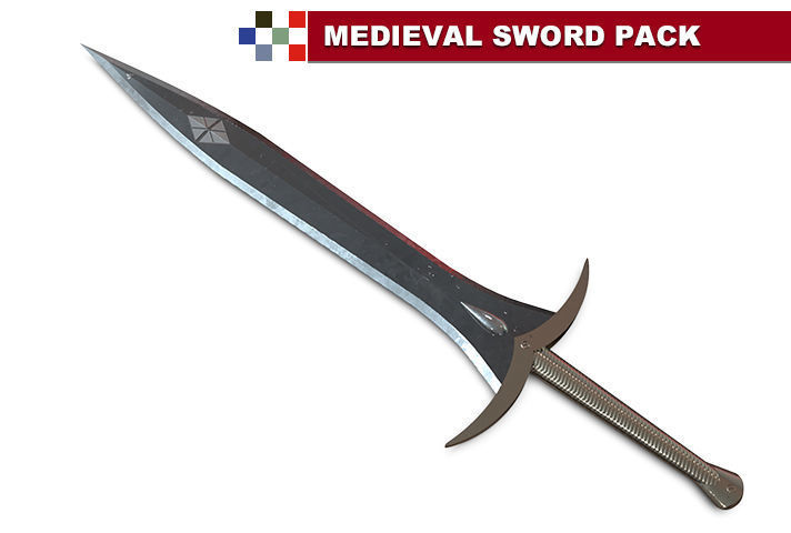 Lowpoly Medieval Sword Pack-HQ Low-poly 3D model_7