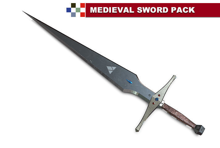 Lowpoly Medieval Sword Pack-HQ Low-poly 3D model_3