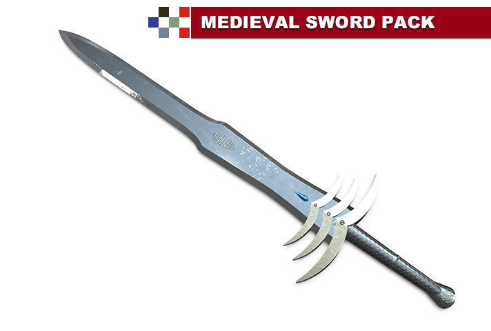Lowpoly Medieval Sword Pack-HQ Low-poly 3D model_6