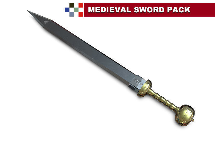 Lowpoly Medieval Sword Pack-HQ Low-poly 3D model_5