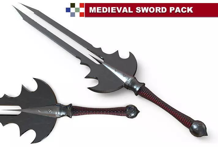 Lowpoly Medieval Sword Pack-HQ Low-poly 3D model_0