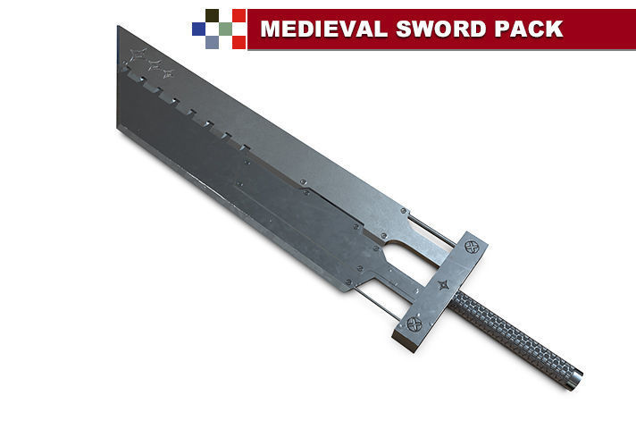 Lowpoly Medieval Sword Pack-HQ Low-poly 3D model_1