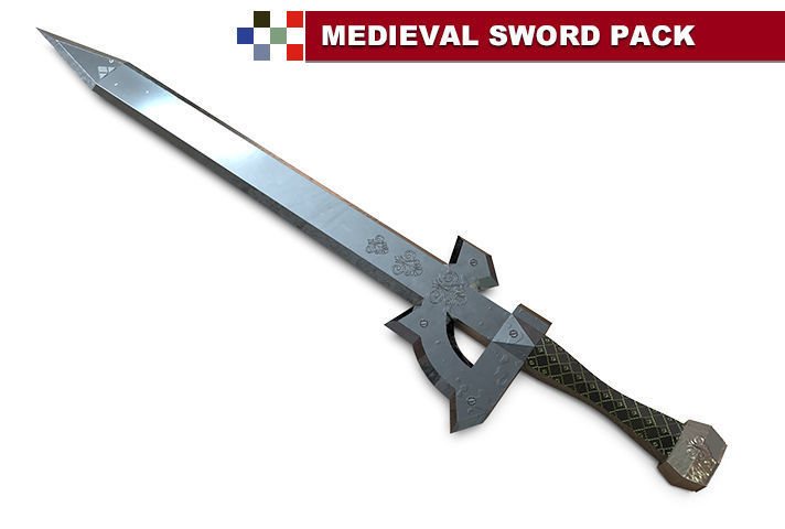 Lowpoly Medieval Sword Pack-HQ Low-poly 3D model_4