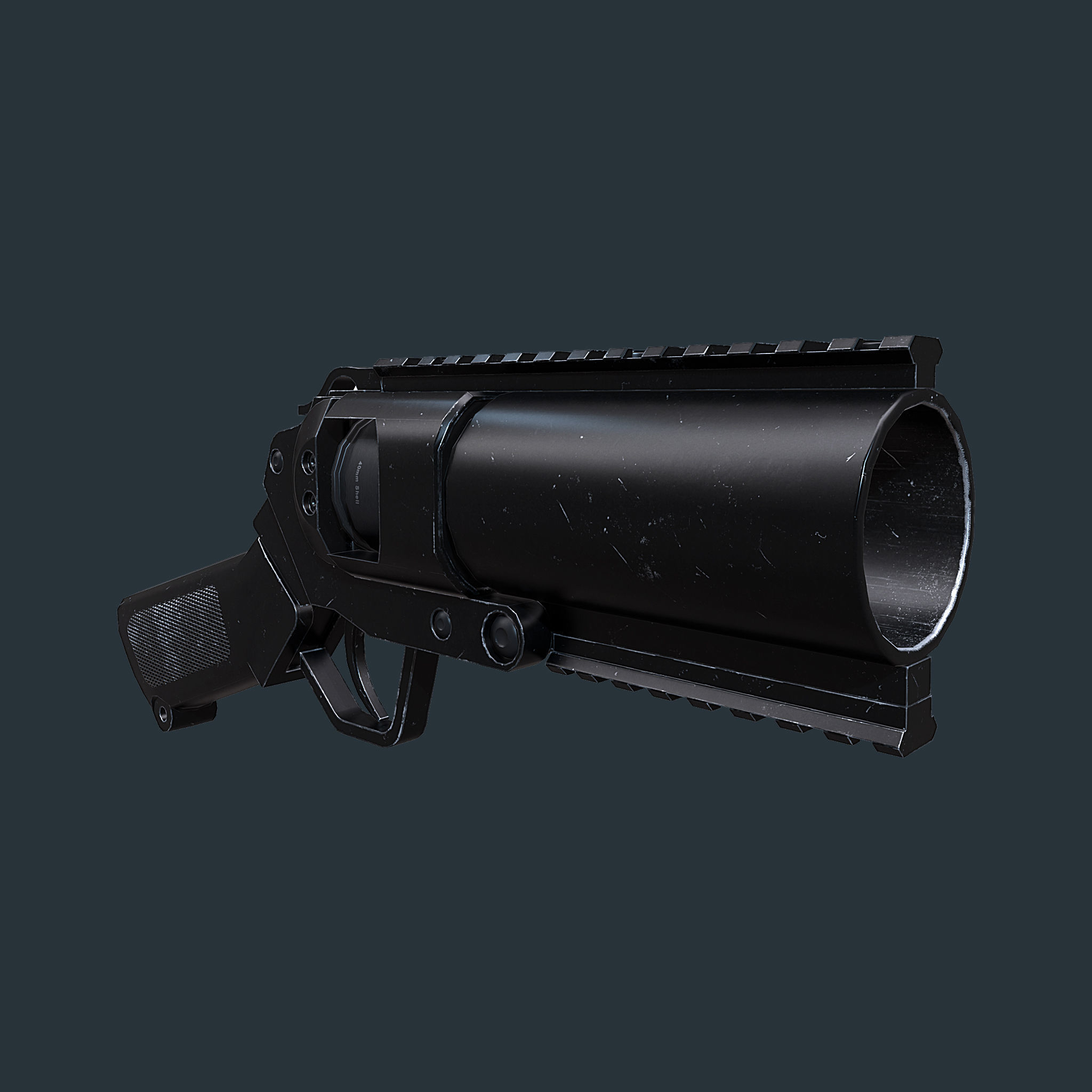 Mini Grenade launcher gaming weapon model Low-poly 3D model_5