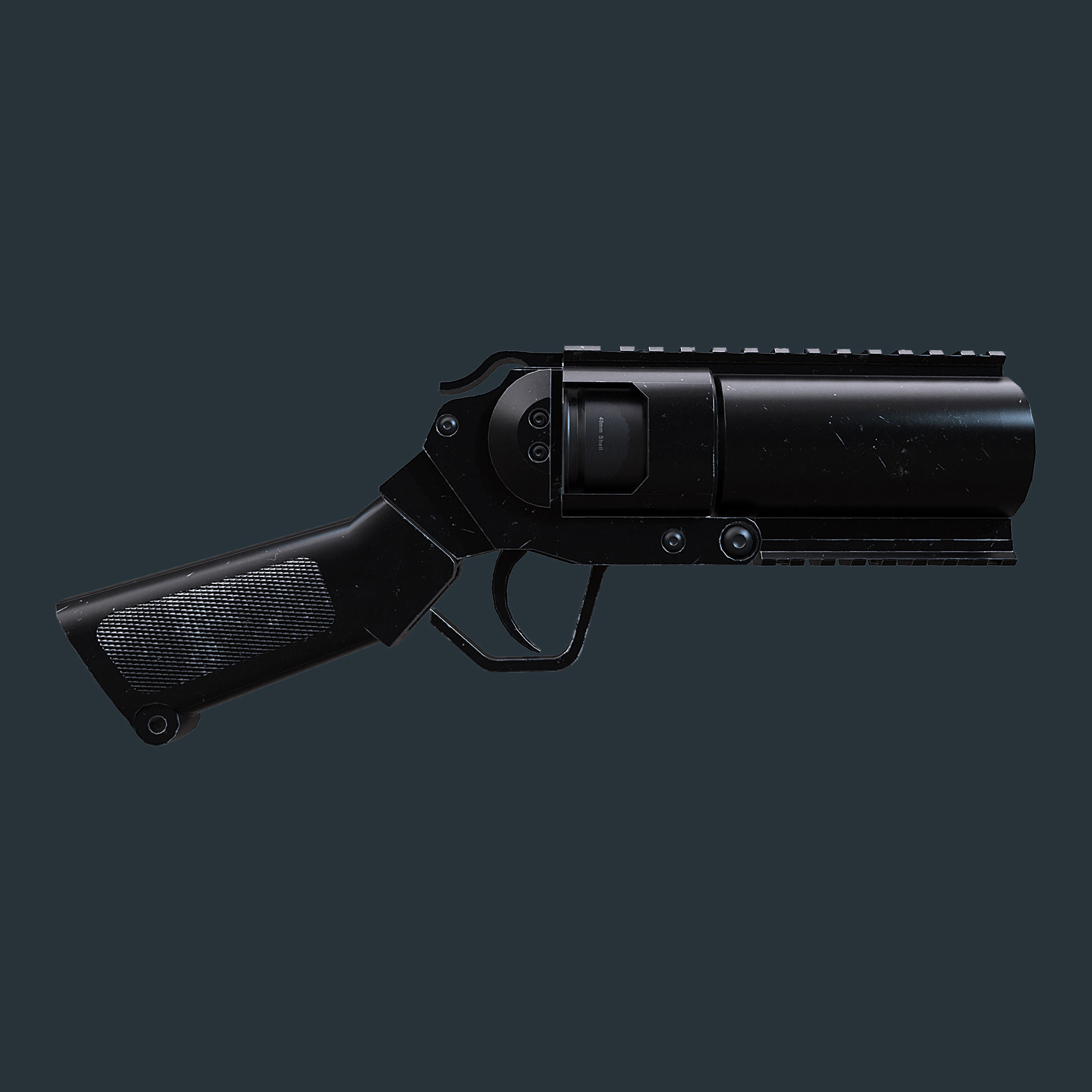 Mini Grenade launcher gaming weapon model Low-poly 3D model_3