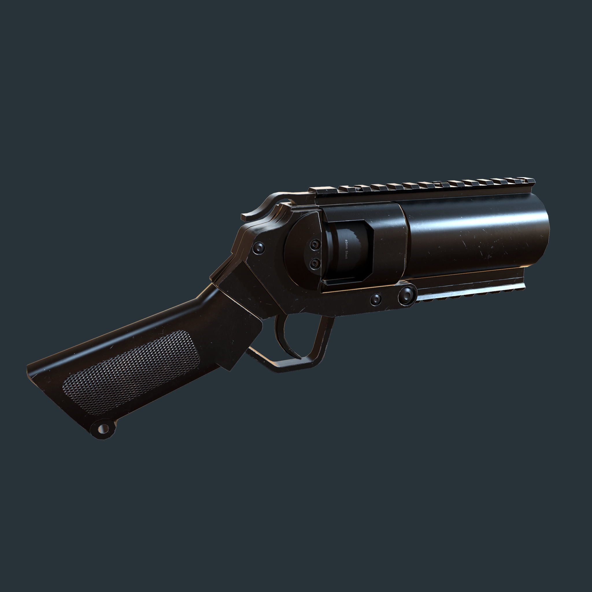 Mini Grenade launcher gaming weapon model Low-poly 3D model_2