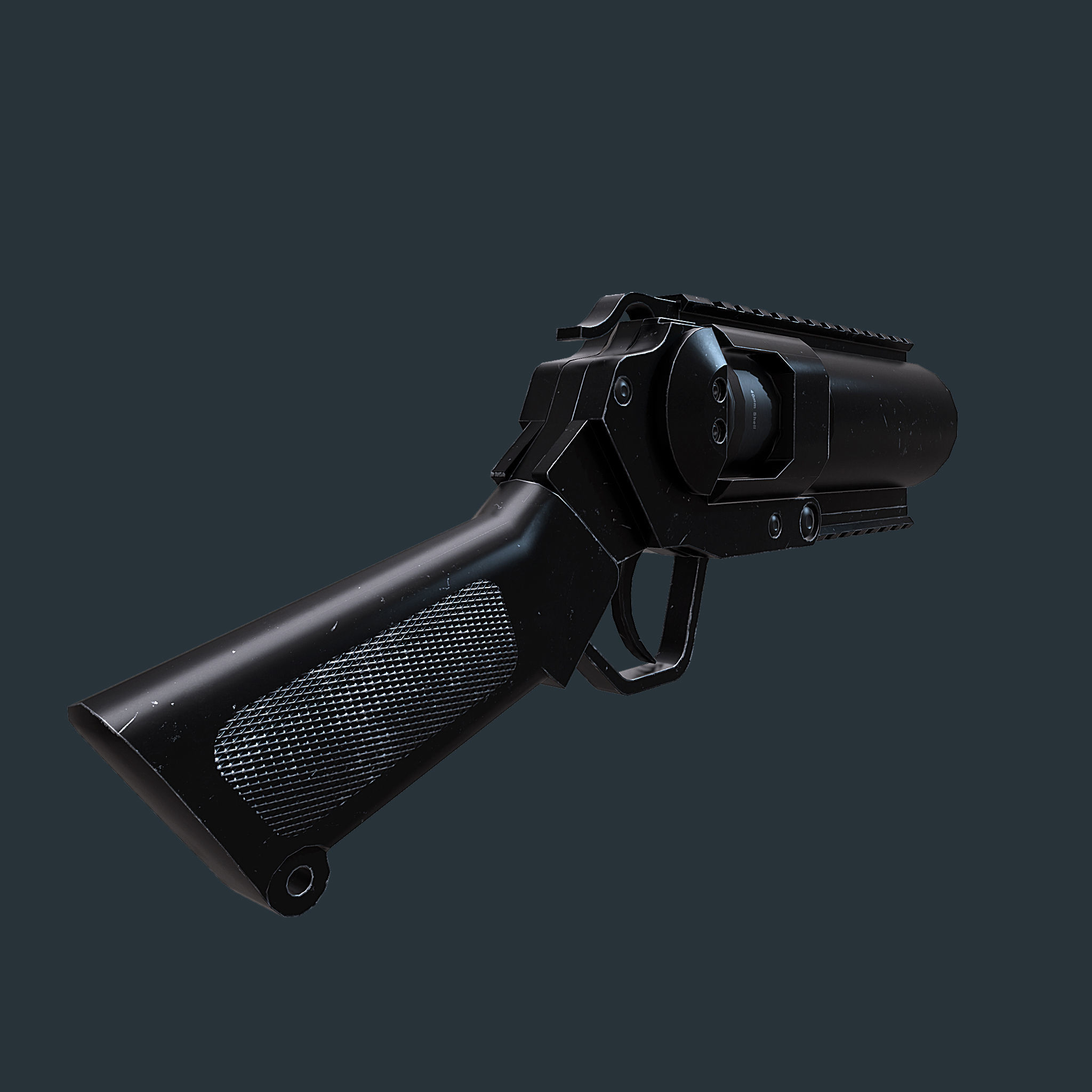 Mini Grenade launcher gaming weapon model Low-poly 3D model_4