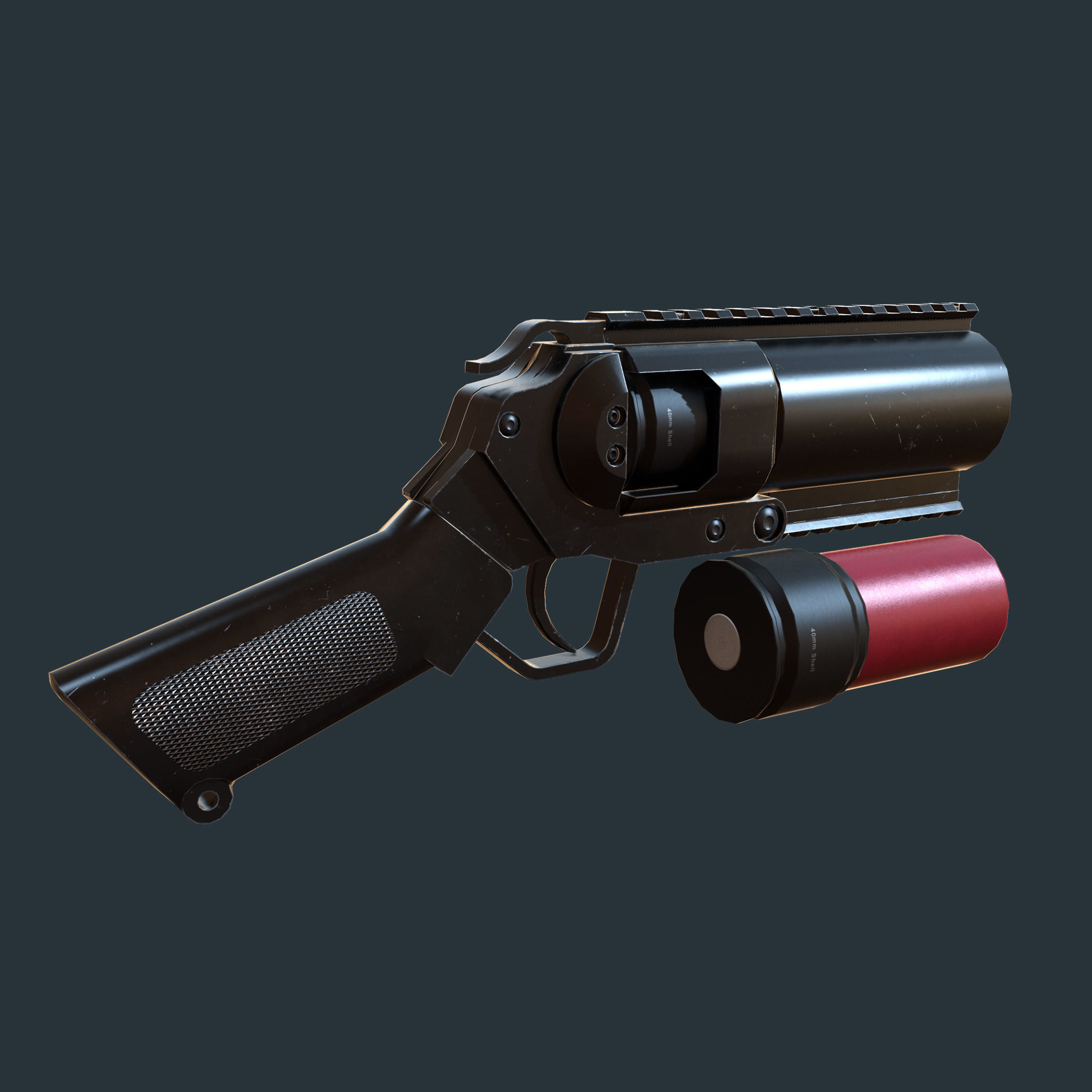 Mini Grenade launcher gaming weapon model Low-poly 3D model_1