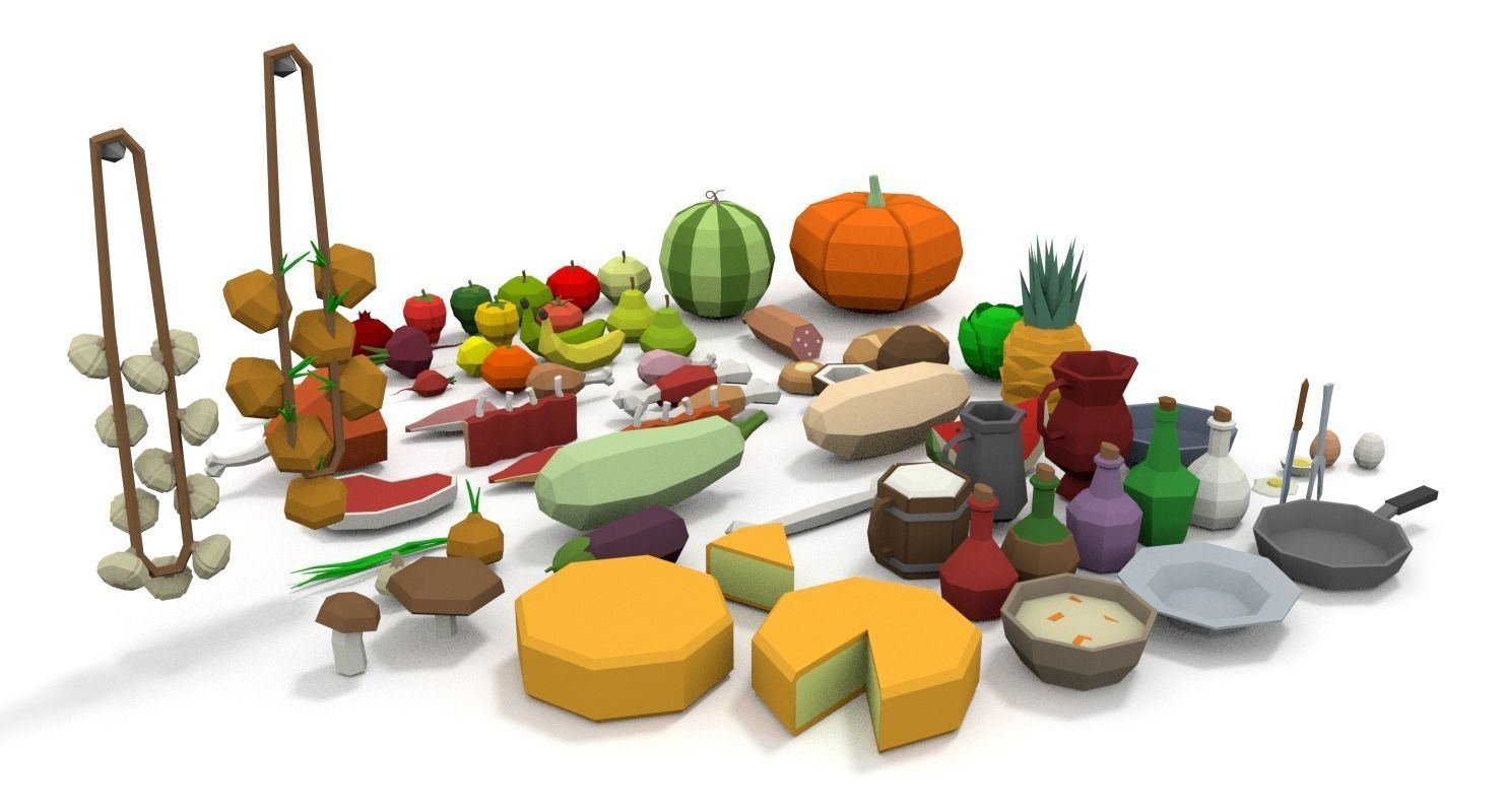 LowPoly Food Pack Low-poly 3D model