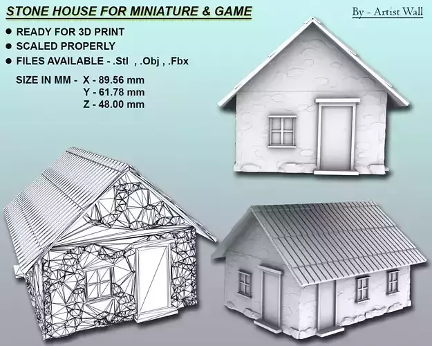 Stone House For Miniatures and Game  3D print model