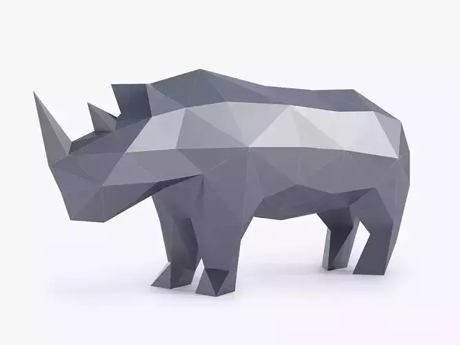 Low Poly Rhinoceros Sculpture