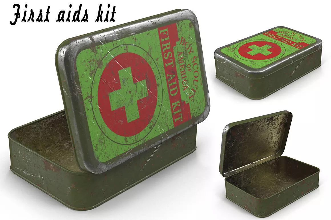 First aids kit Low-poly 3D model_0