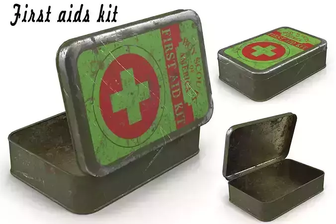 First aids kit Low-poly 3D model
