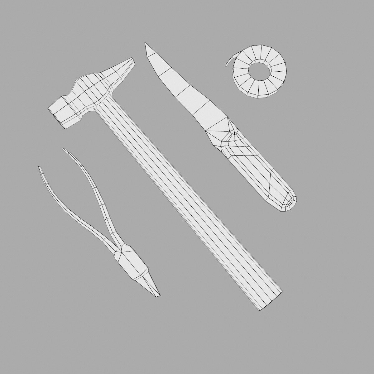 craft tools Low-poly 3D model_1