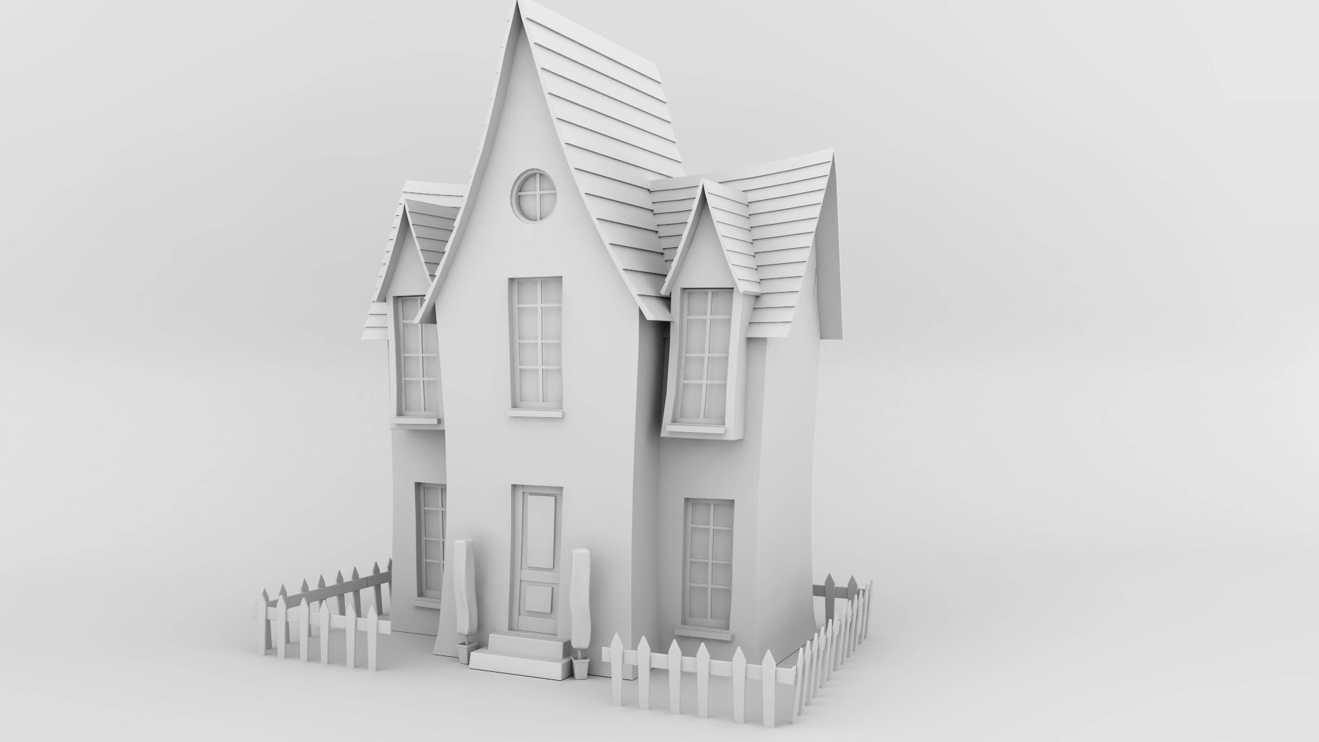 Cartoon House 3D model_2