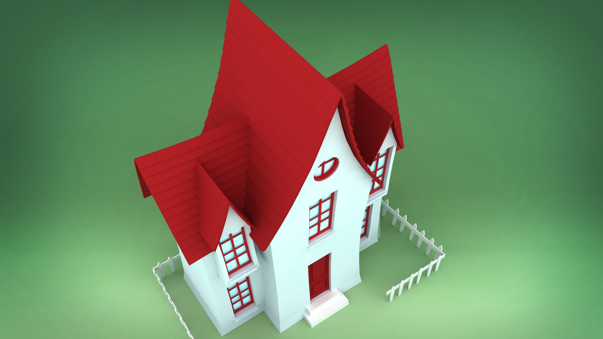 Cartoon House 3D model_3