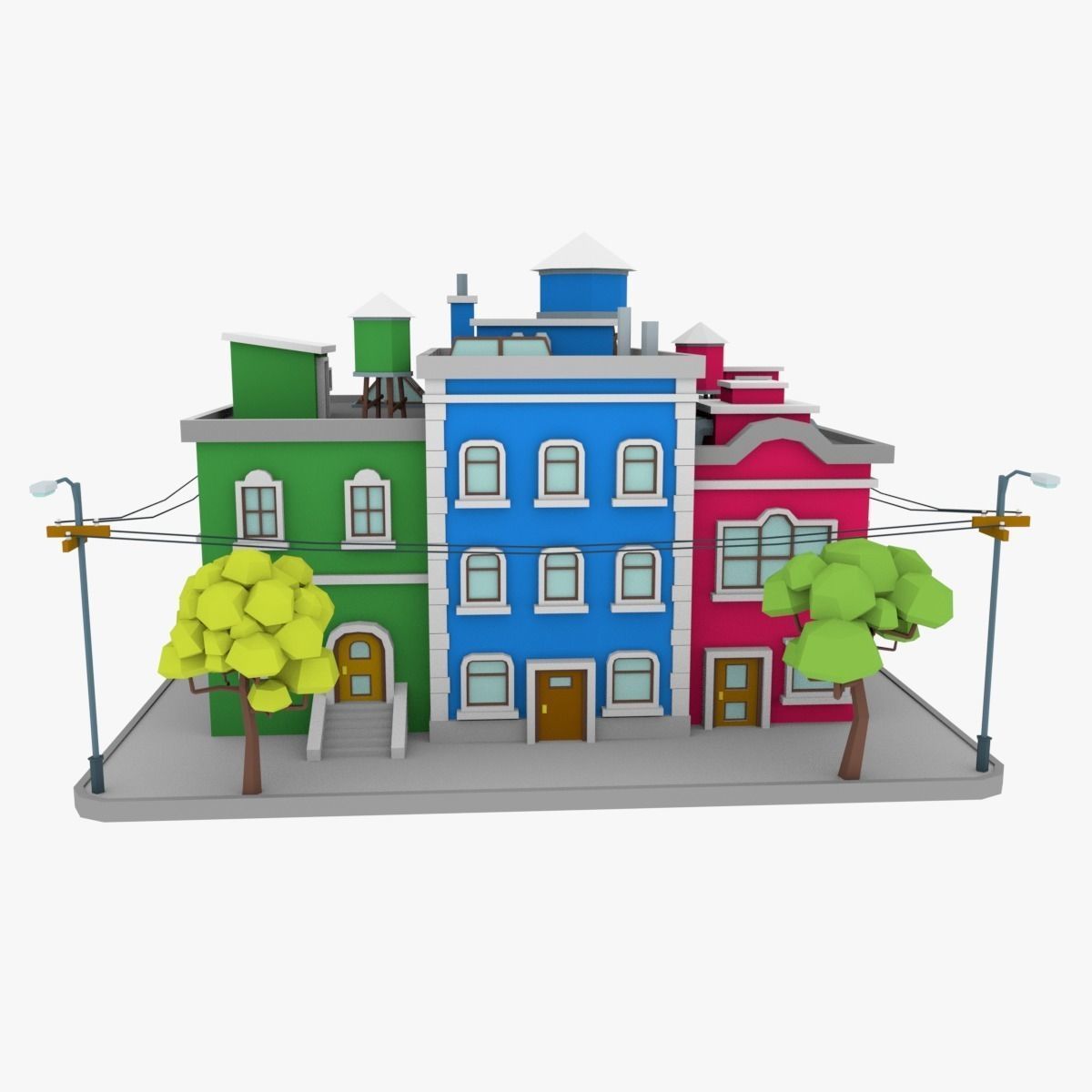 LowPoly City Block04 Low-poly 3D model_0