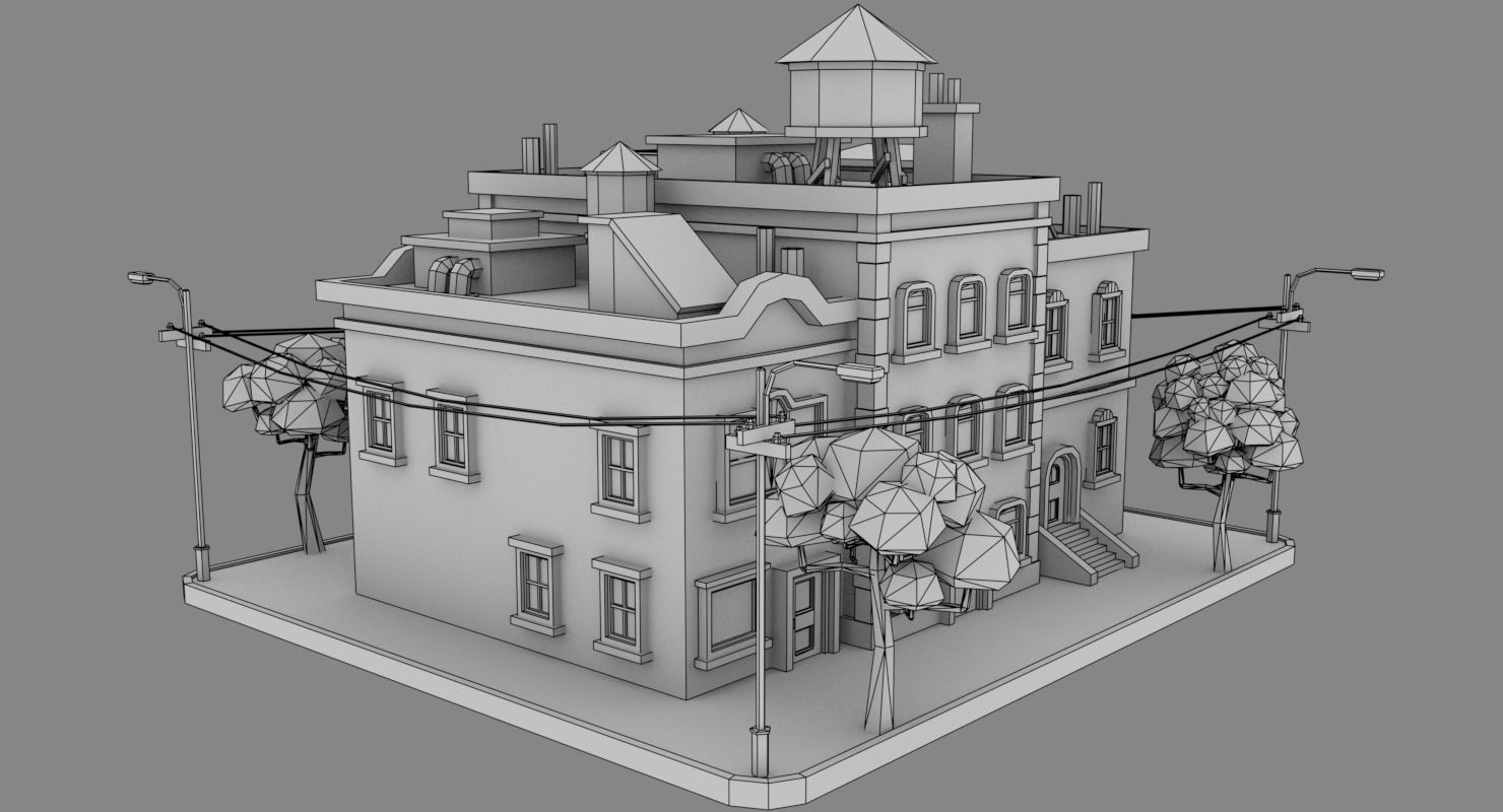 LowPoly City Block04 Low-poly 3D model_15