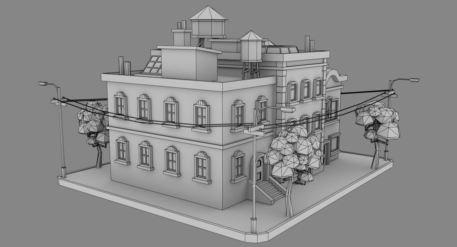 LowPoly City Block04 Low-poly 3D model_12