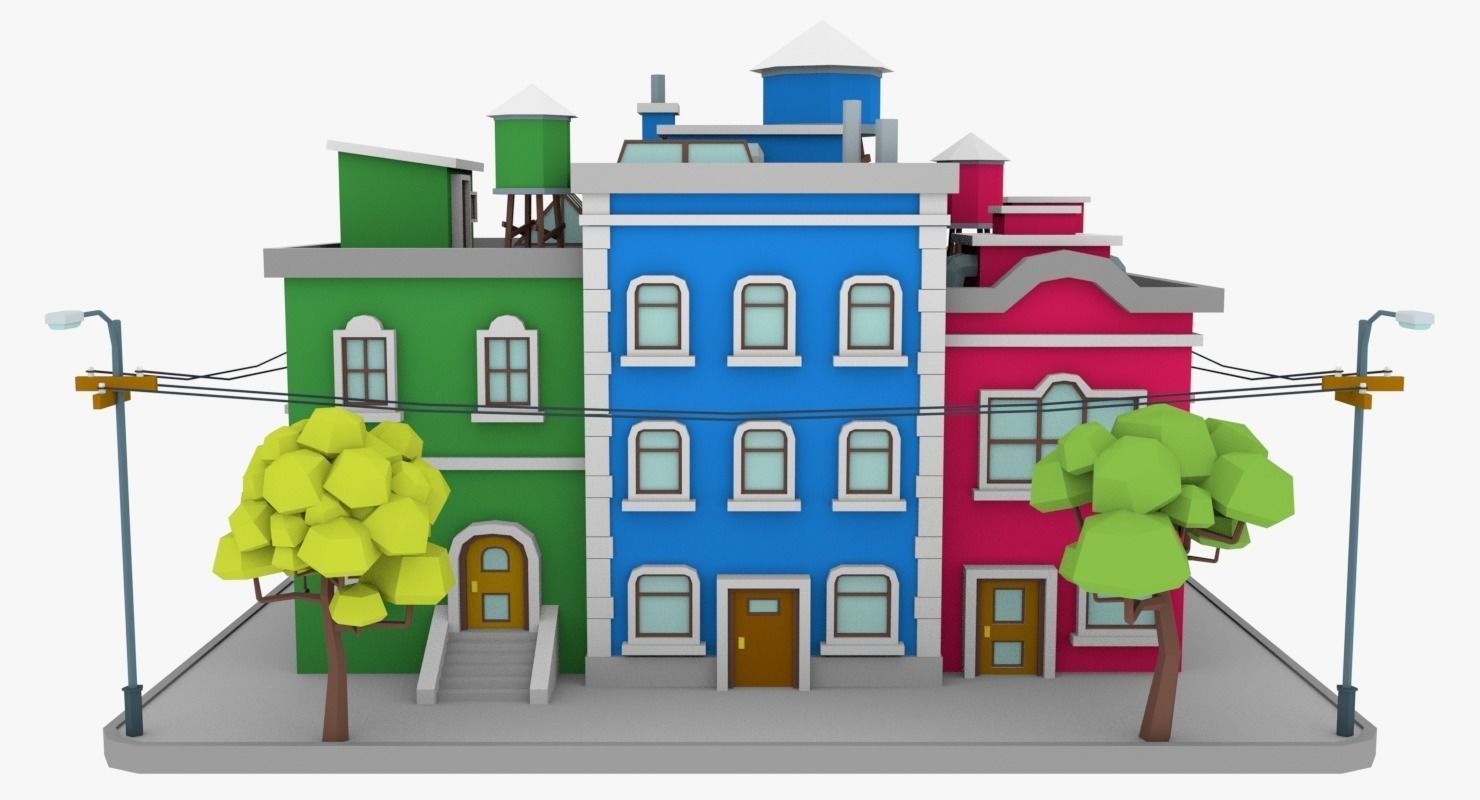 LowPoly City Block04 Low-poly 3D model_2