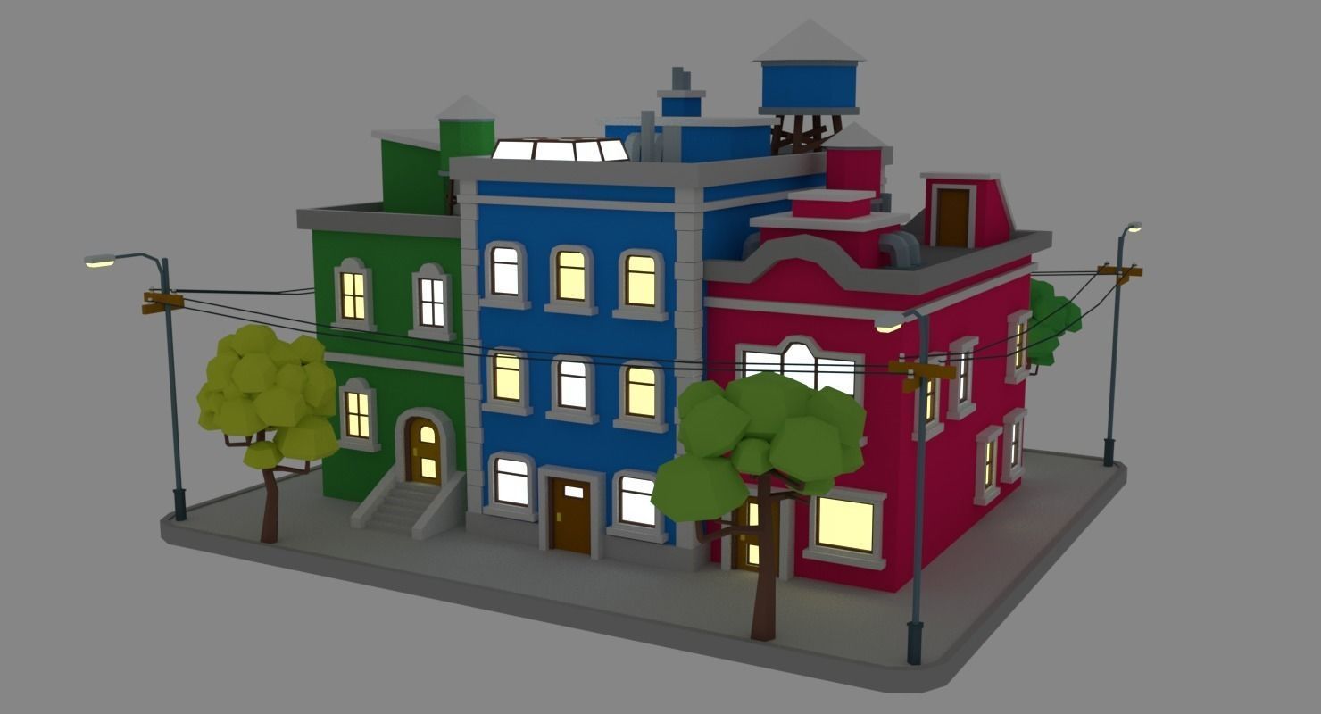LowPoly City Block04 Low-poly 3D model_8