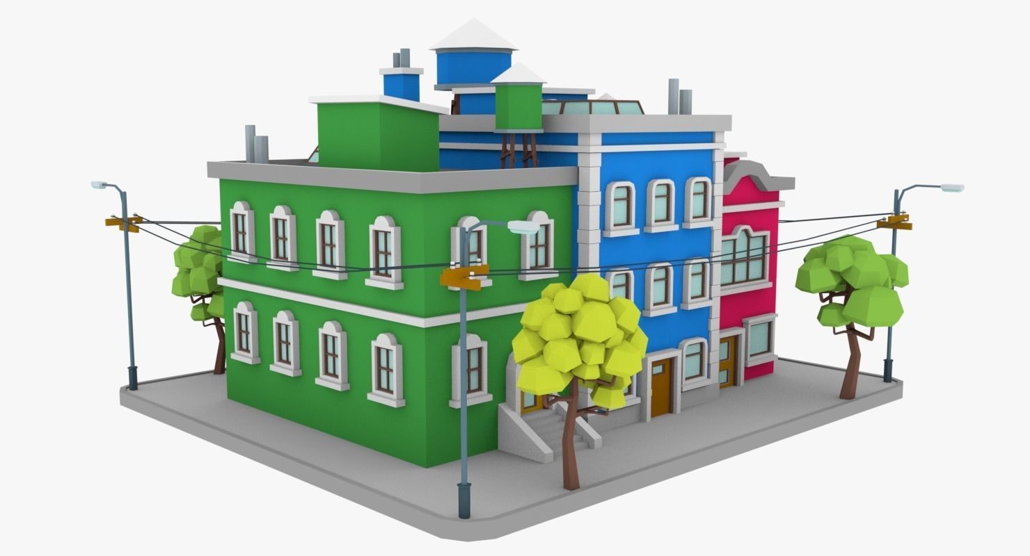 LowPoly City Block04 Low-poly 3D model_4