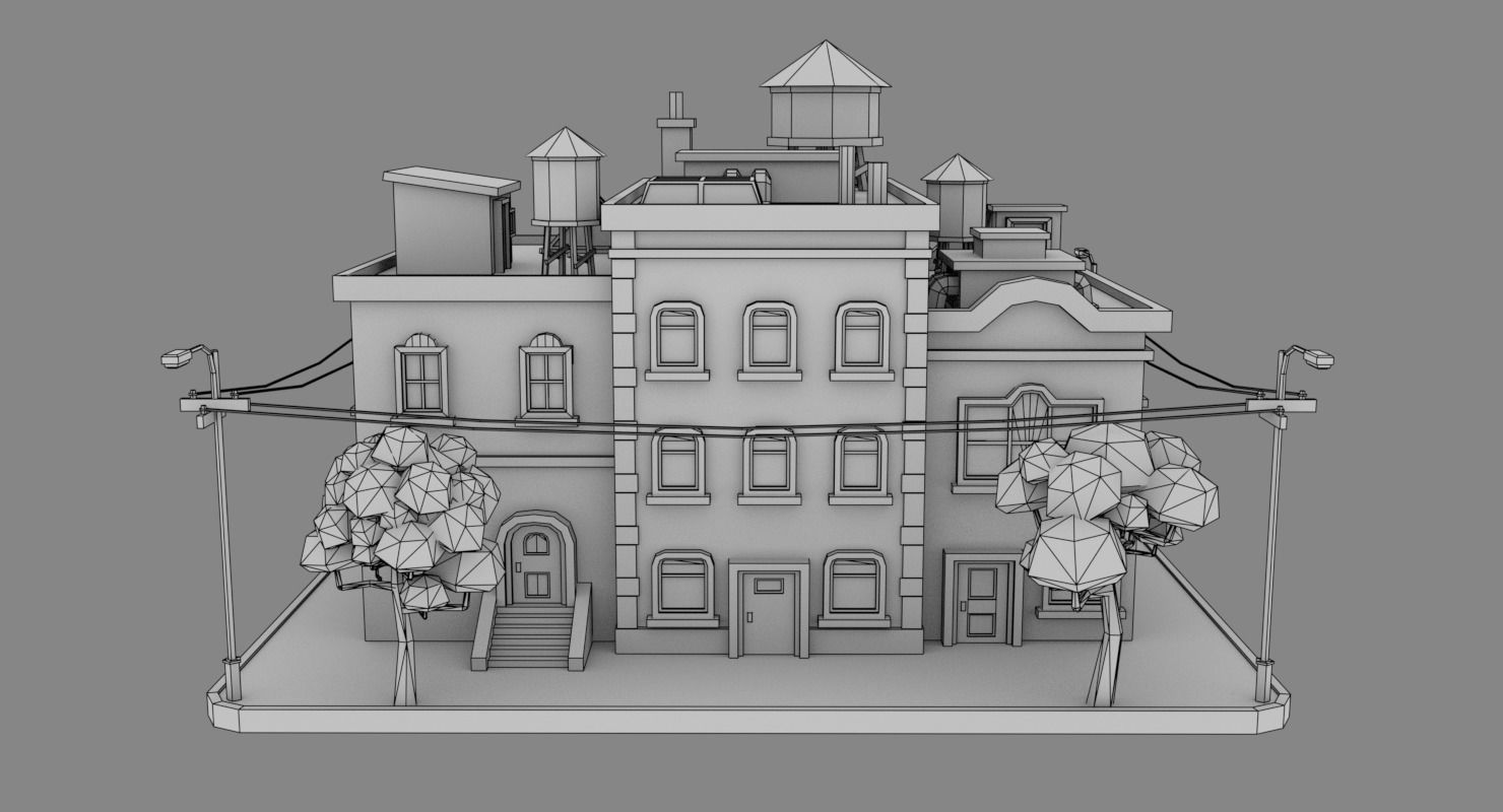 LowPoly City Block04 Low-poly 3D model_11
