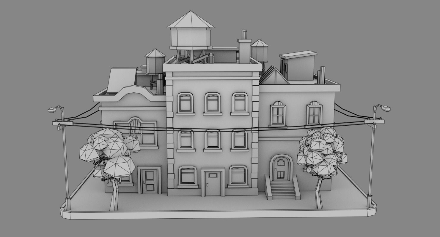 LowPoly City Block04 Low-poly 3D model_13