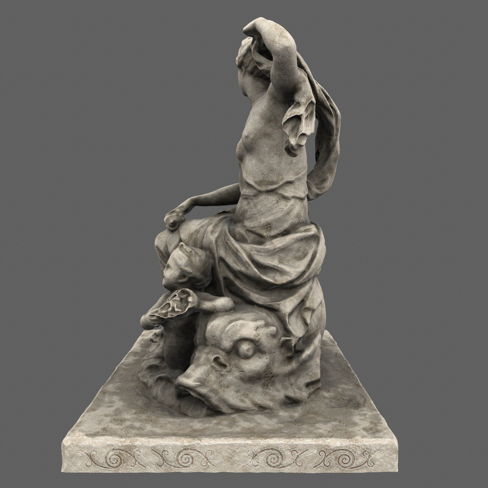 statue of woman holding child Low-poly 3D model_7