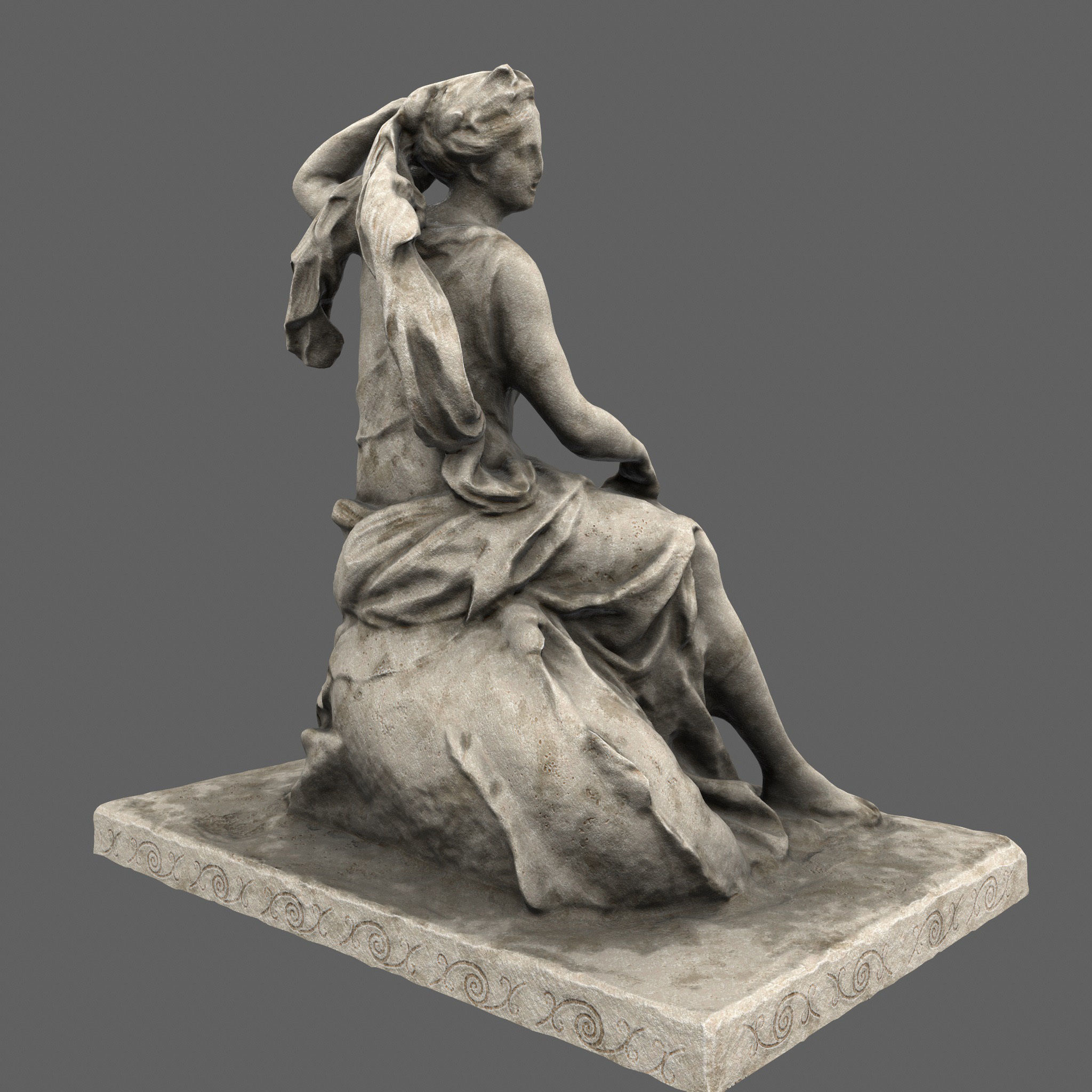statue of woman holding child Low-poly 3D model_4
