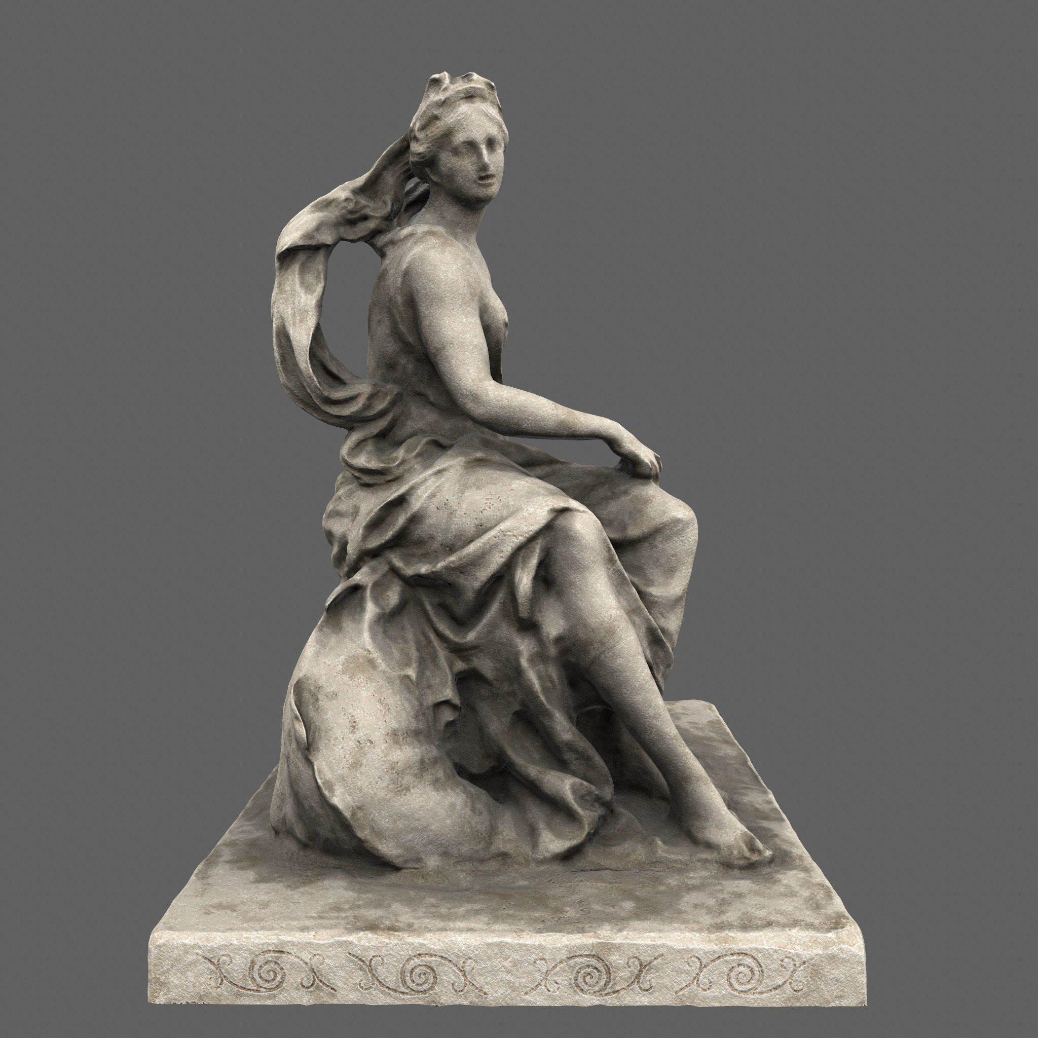 statue of woman holding child Low-poly 3D model_3