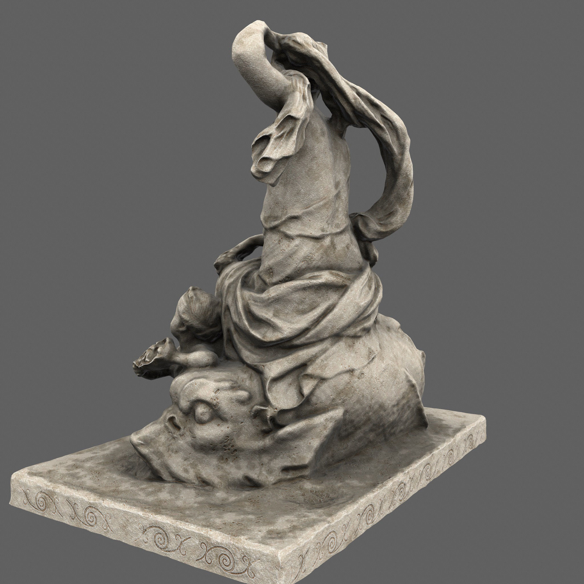 statue of woman holding child Low-poly 3D model_6