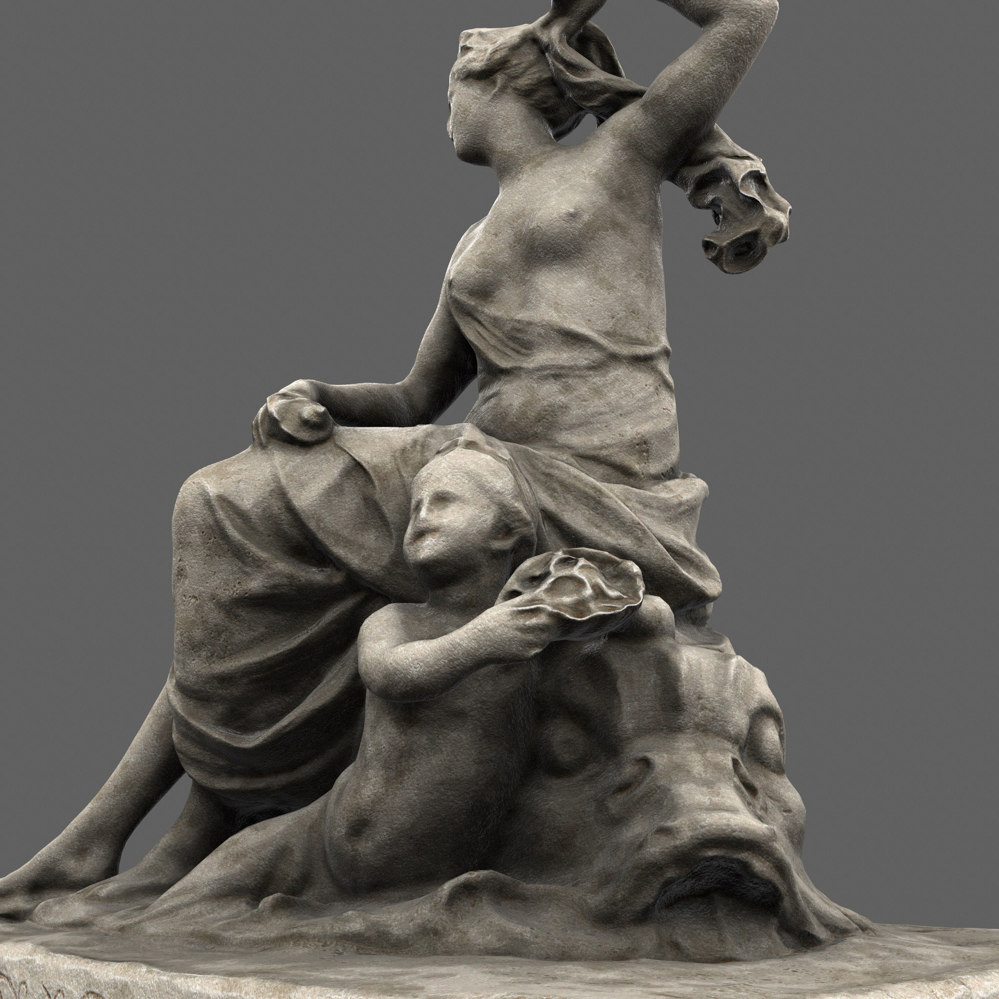 statue of woman holding child Low-poly 3D model_9