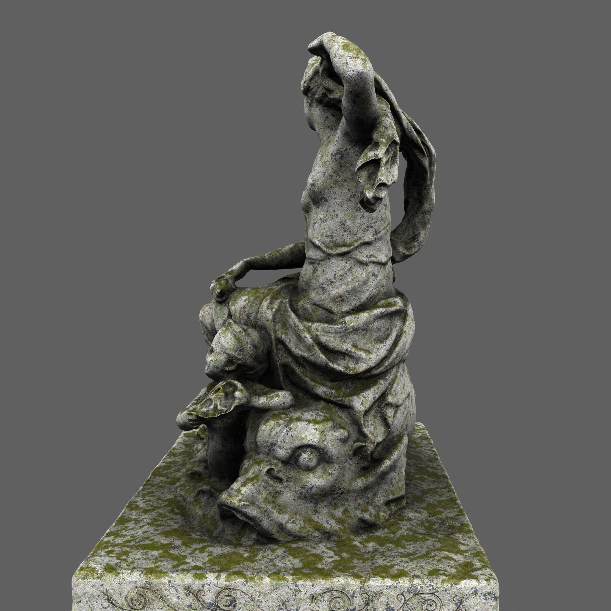 statue 2 of woman holding child Low-poly 3D model_9