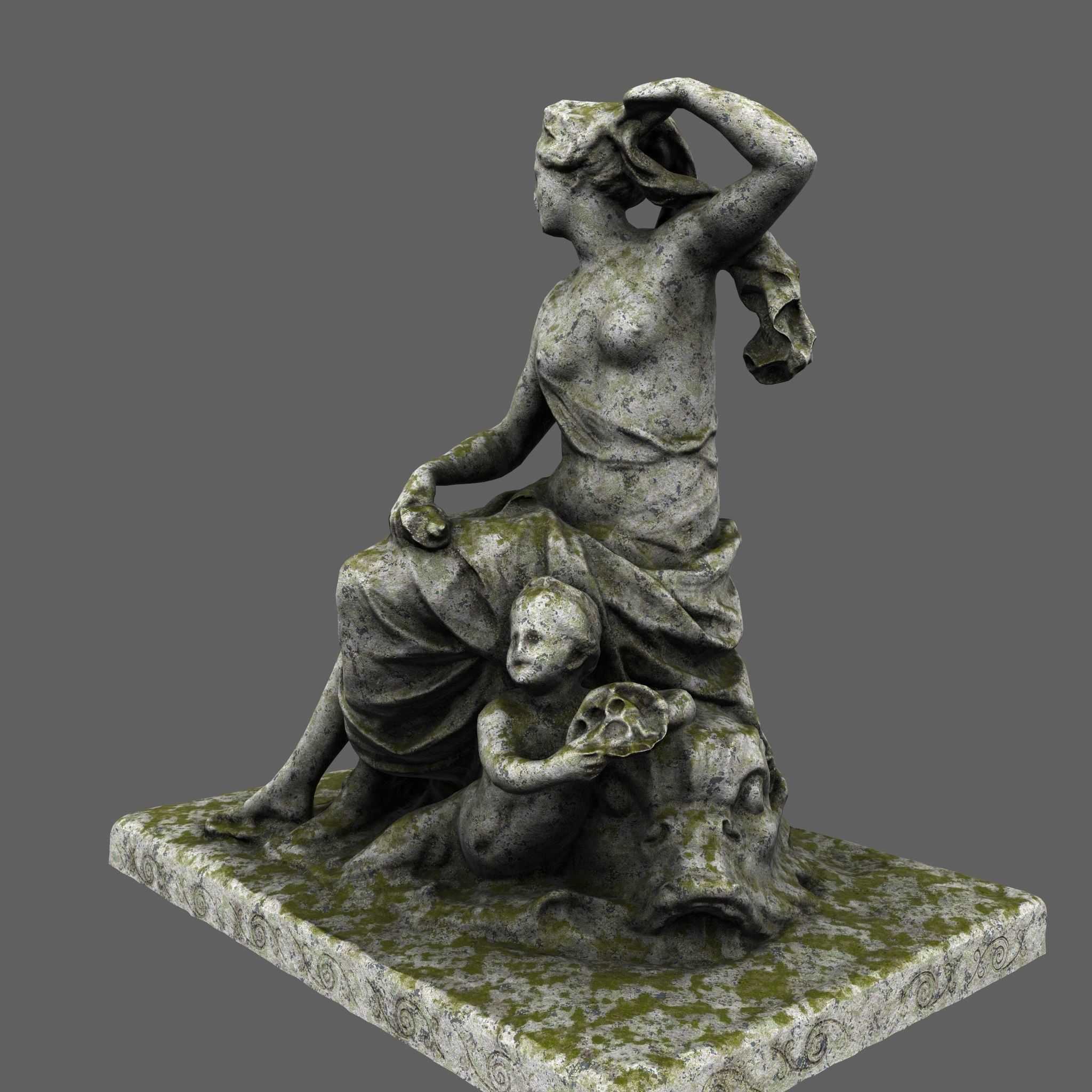 statue 2 of woman holding child Low-poly 3D model_8