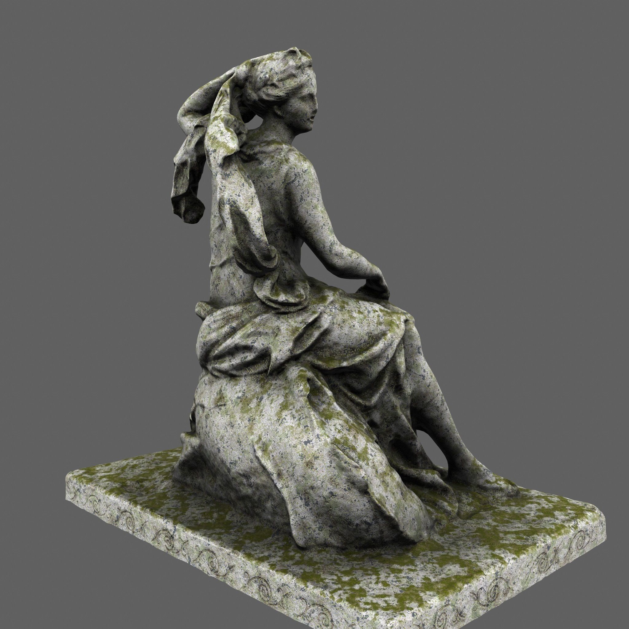 statue 2 of woman holding child Low-poly 3D model_5