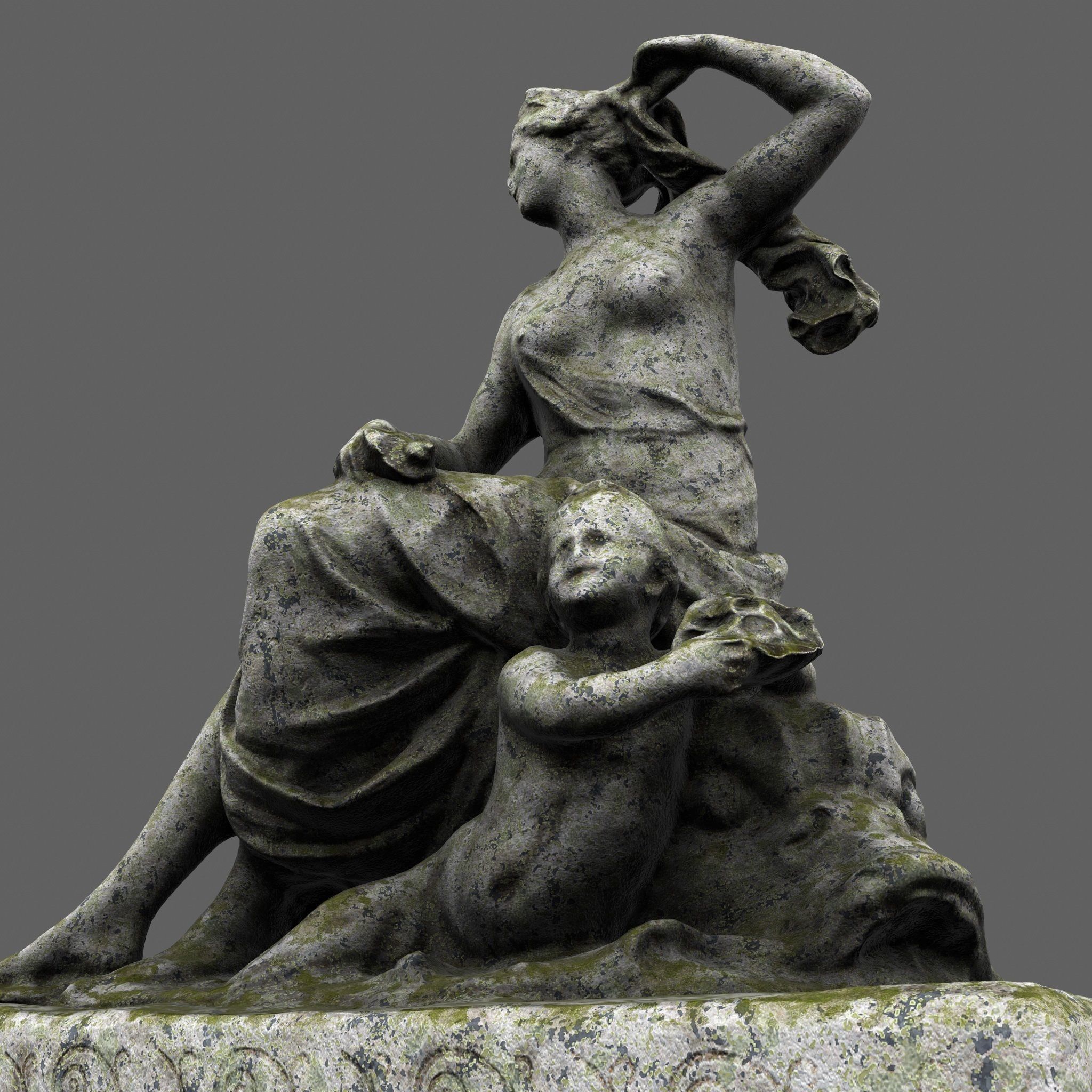 statue 2 of woman holding child Low-poly 3D model_10