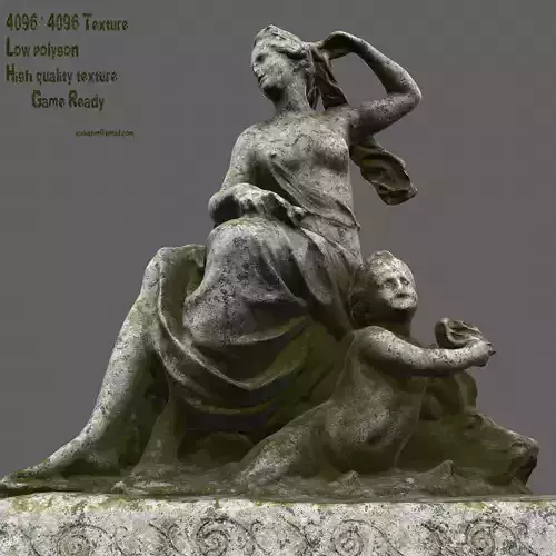 statue 4 of woman on rock