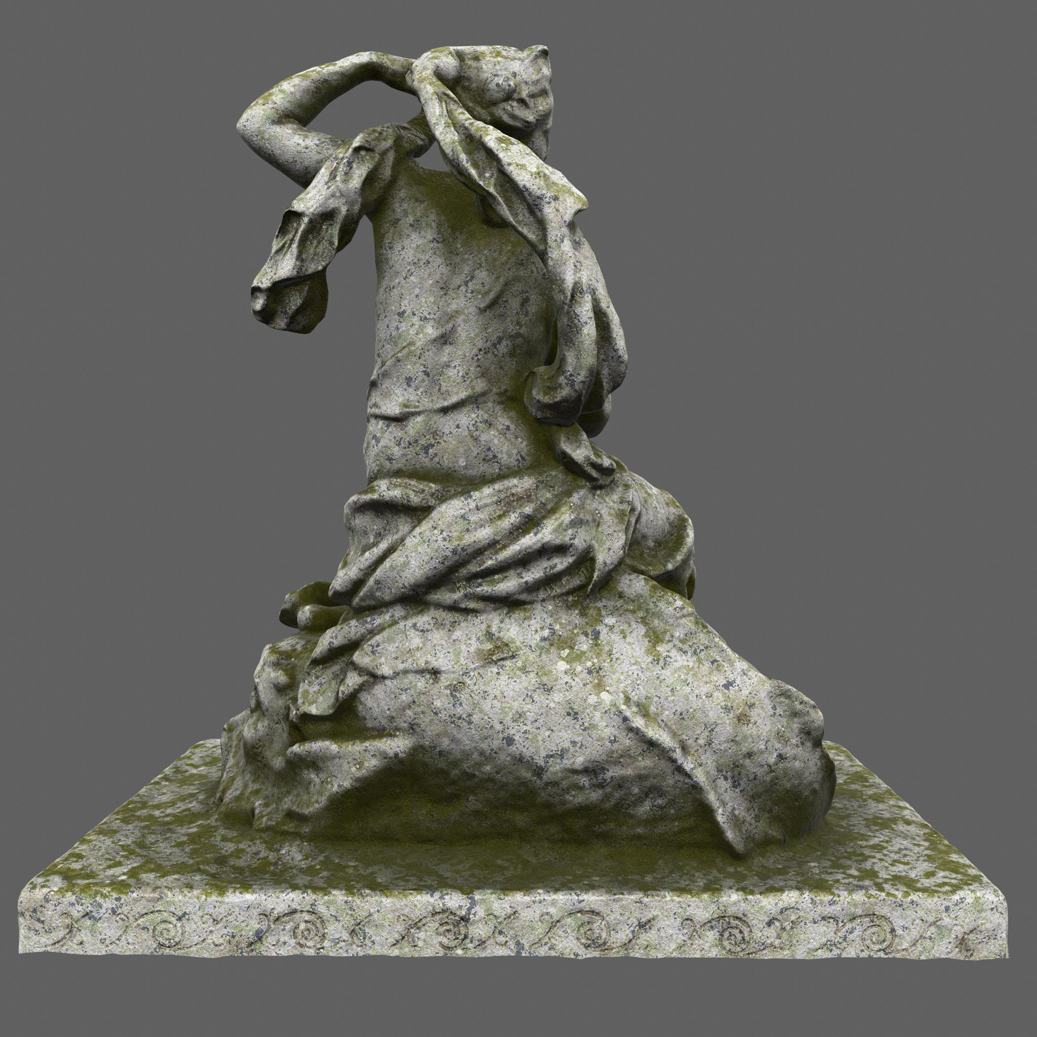 statue 4 of woman on rock 3D model_6