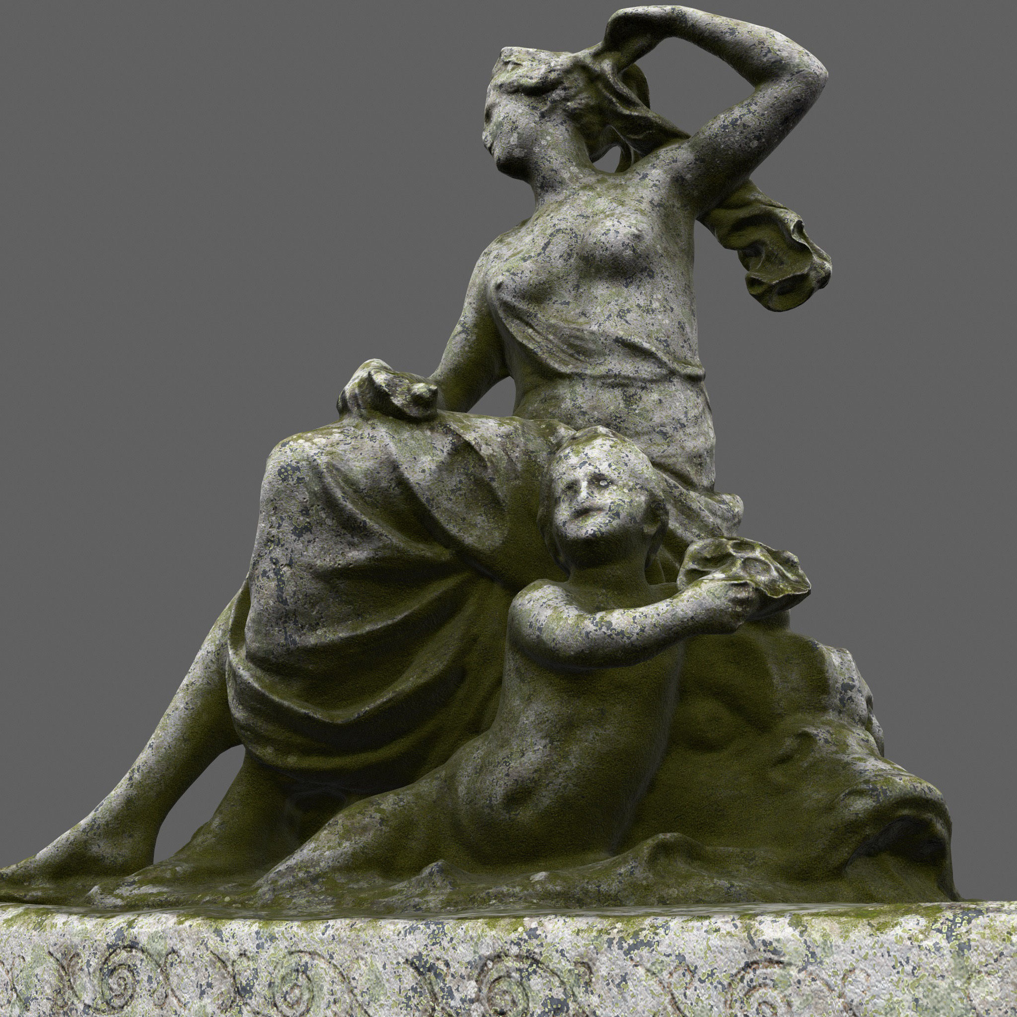 statue 4 of woman on rock 3D model_11