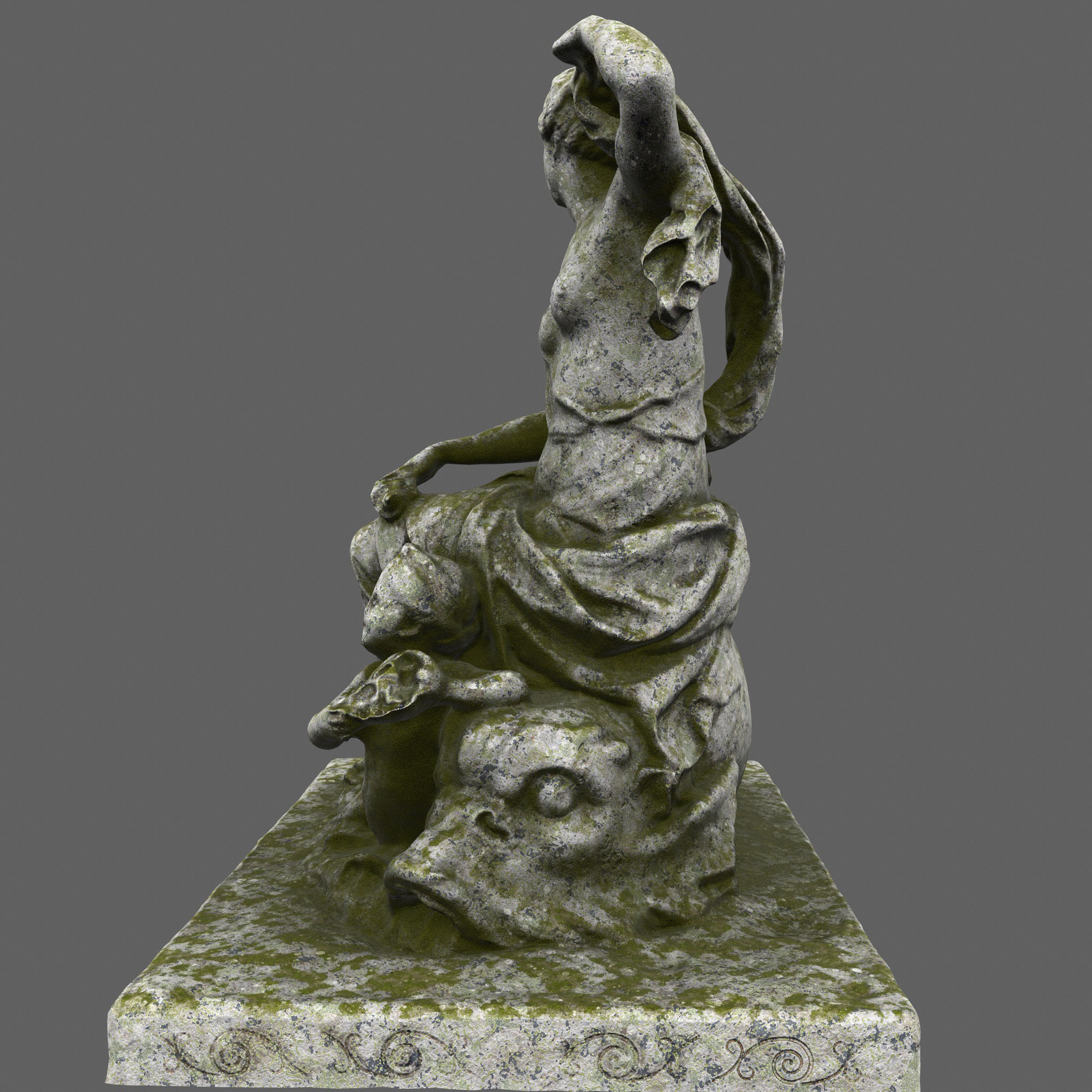 statue 4 of woman on rock 3D model_8