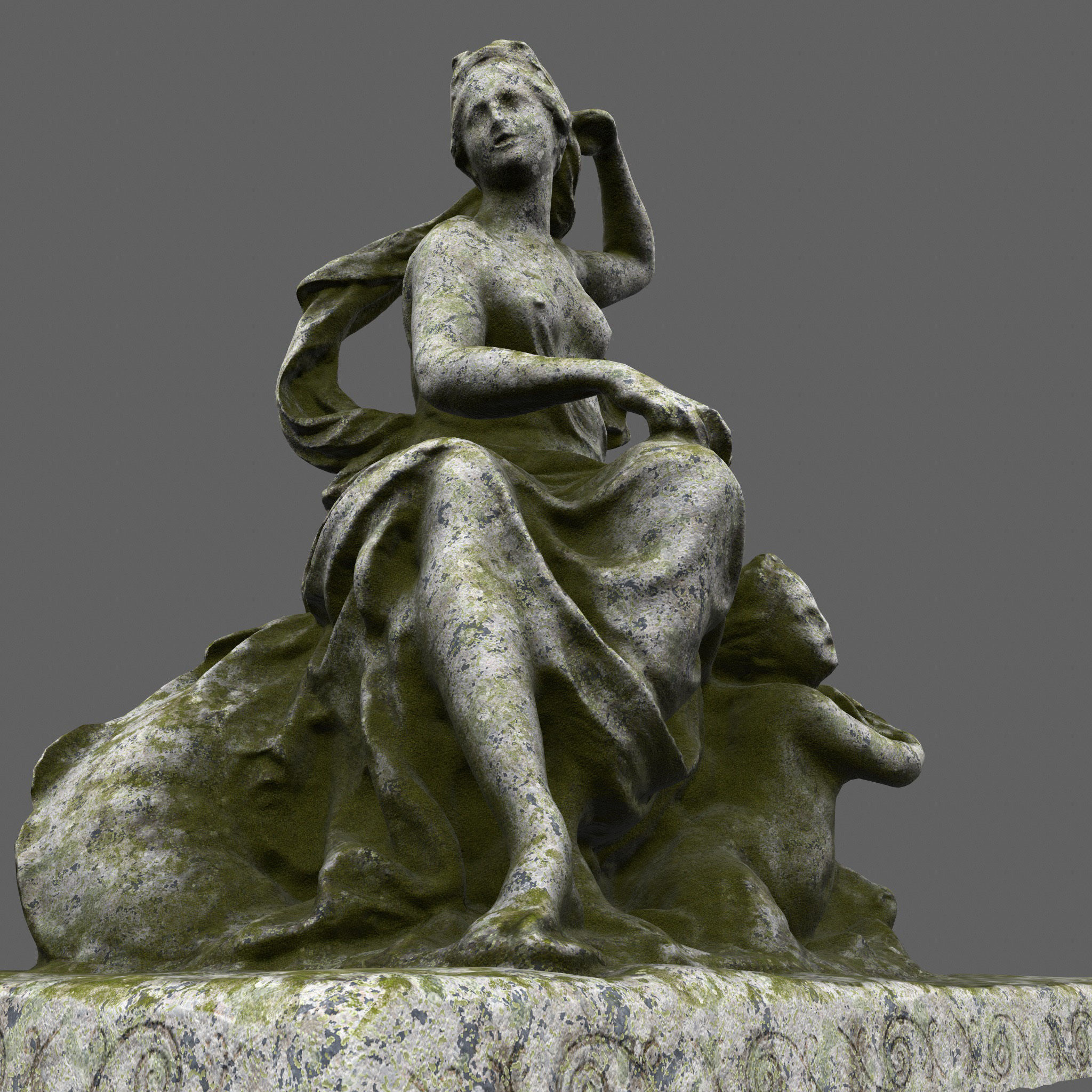 statue 4 of woman on rock 3D model_10